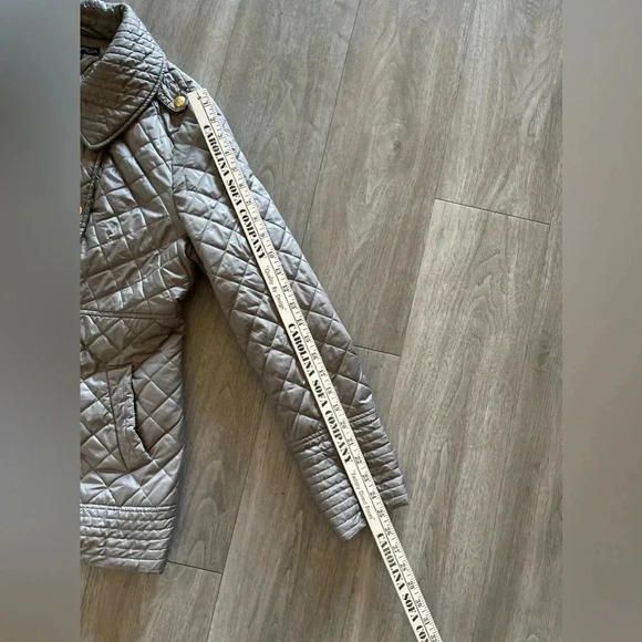 Via Spiga Gray Puffer Jacket Gold Buttons Women’s Large NWOT - Picture 12 of 12